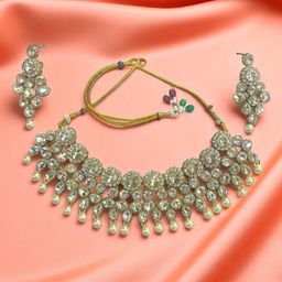 Saree Swarg Brass-Plated Stone-Studded Jewellery Set-image-83