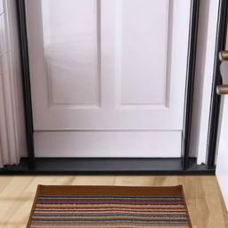 DREAM WEAVERZ Brown & Blue Striped Anti Skid Doormats-53