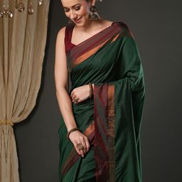 Saree mall Woven Design Zari Silk Blend Taant Sarees-48