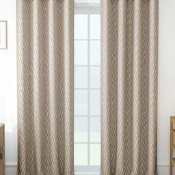 Story@home Beige Set of 2 Room Darkening Door Curtain-28