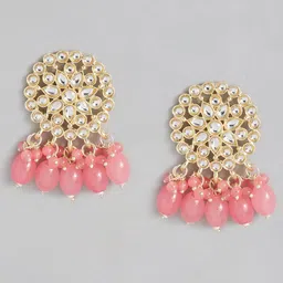 Estele Gold-Plated Teardrop Shaped Kundan Chandbalis-5