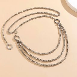 Yellow Chimes Silver Plated Triple Layer Waist Chain-image-60