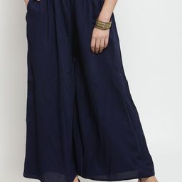 Clora Creation Women Navy Blue Flared Solid Palazzos-image-66