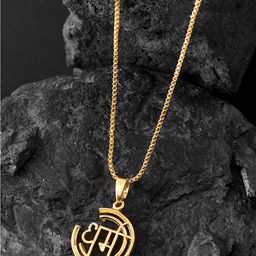Voylla Men Gold-Plated Dharam Chakra Contemporary Pendants with Chains-image-64