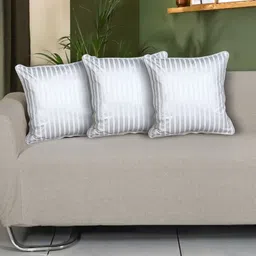 Ode & Cleo Silver-Toned Striped Square Cushion Covers-37