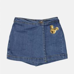 KiddoPanti Girls Blue Embellished Denim Denim Skorts-image-58