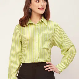 Moomaya Vertical Striped Long Sleeves Cotton Cambric Formal Shirt-image-68