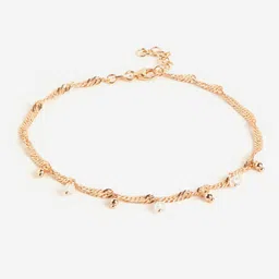 DressBerry Women Rose Gold-Plated Artificial Stones & Beads Anklet-2