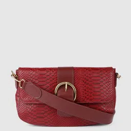 Hidesign Maroon Textured Leather Structured Shoulder Bag-16