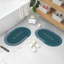 DREAM WEAVERZ Set Of 2 Green 300 GSM Super Absorbent Bath Rugs-34
