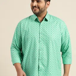 SOJANYA PLUS Men Sea Green & Black Pure Cotton Classic Printed Casual Shirt-image-55