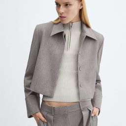 MANGO Shirt Collar Single-Breasted Smart Casual Crop Blazer-image-47