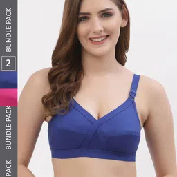 Floret Pack of 2 Solid Non-Wired Non Padded Everyday Bra CrossFit_Magenta-Blue_40B-7