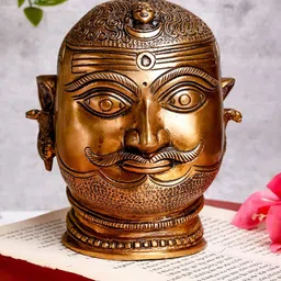 The Advitya Shiva Head With Crescent Moon And Ganges Brass Religious Idol-image-87