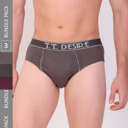 T.T. Men Pack Of 3 Assorted Mid-Rise Pure Cotton Basic Briefs-44