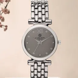 Carlton London Women Gunmetal & Silver Analogue Watch CL006GLGG-image-4