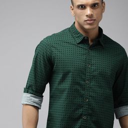 BEAT LONDON by PEPE JEANS Men Green Slim Fit Printed Casual Shirt-image-96