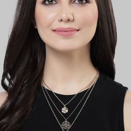 Bohey by KARATCART Gold-Plated Stone Studded Layered Chain-image-38