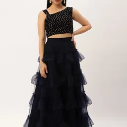 Ethnovog Embroidered Sequinned Ready to Wear Lehenga Choli-picture-39