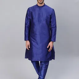 SOJANYA Men Blue Solid Straight Kurta with Churidar-8