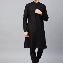 SOJANYA Men Black Solid Kurta with Churidar-51