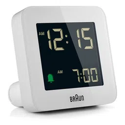Braun White Contemporary Square Shaped Digital Alarm Clock-62