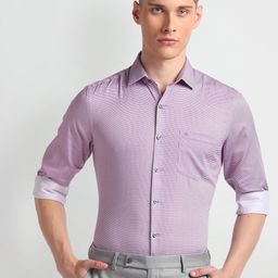 Arrow Men Manhattan Slim Fit Micro Geometric Printed Cotton Formal Shirt-image-26