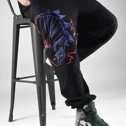 COMICSENSE Men Bleach Anime Soul Reaper Neon Printed Cotton Baggy Fit Joggers-image-28