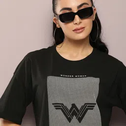 Wonder Woman Self Design Round Neck Pure Cotton T-shirt-image-98
