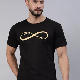 BRATMA Men Black & Yellow Typography Printed Pure Cotton T-shirt-image-73