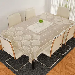 Kuber Industries Cream-Colored 2-Seater Cotton Table Cover-32