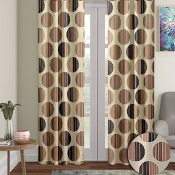 Cortina Brown & White 2 Pieces Geometric Printed Door Curtains-31