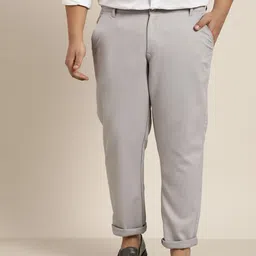 SOJANYA PLUS Men Grey Smart Trousers-image-3