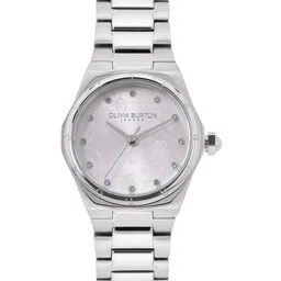 Olivia Burton Women Mini Hexa Damask Embellished Analogue Watch 24000108-Silver-image-88