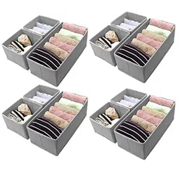 HOUSE OF QUIRK Grey 4 Pieces Closet Dresser 3 Storage Box Drawer Organizer-29
