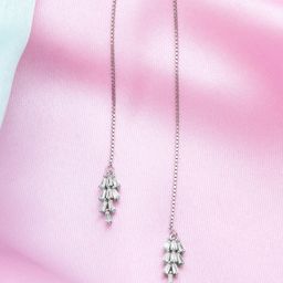Zavya 925 Sterling Silver Rhodium-Plated Leaf Shaped Drop Earrings-image-56