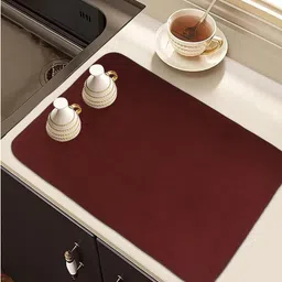 Kuber Industries Maroon & Green 3 Pieces Kitchen Self Drying Microfiber Table Placemats-23