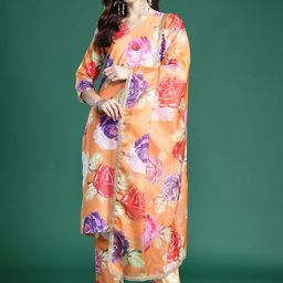 Indo Era Floral Printed Regular Kurta with Trousers & Dupatta-37