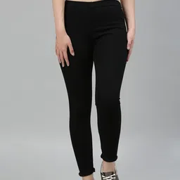 ADBUCKS Women Black Slim Fit Solid Denim Jeggings-35