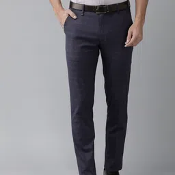 Van Heusen Men Checked Slim Fit Mid-Rise Plain Woven Flat-Front Formal Trousers-picture-52