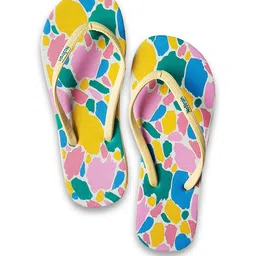 NoStrain Men Yellow & Green Printed Rubber Thong Flip-Flops-picture-10
