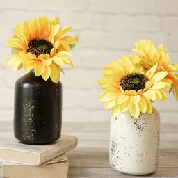 BEHOMA Black & White 2 Pieces Metal Bottle Shaped Bud Flower Vase-image-55