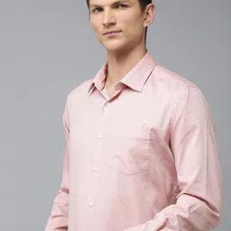 Van Heusen Self Design Custom Fit Opaque Pure Cotton Formal Shirt-image-17