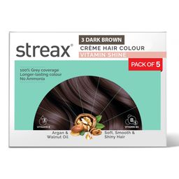 Streax Vitamin Shine Long Lasting Ammonia-Free Creme Hair Colour 225ml - Dark Brown 3-image-47