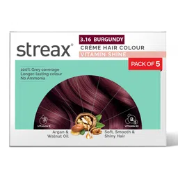Streax Vitamin Shine Long Lasting Ammonia-Free Creme Hair Colour 225ml - Burgundy 3.16-picture-33