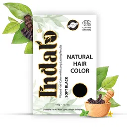 INDALO Set of 3 Natural Hair Colour for Conditioning Hair Growth 100 g Each - Soft Black-7