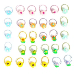 Yellow Chimes Girls Set of 30 Floral Beaded Ponytail Holders-6