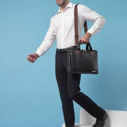 VISMIINTREND Unisex Black Leather Laptop Bag upto 16 Inch-30