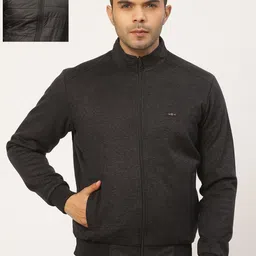 Pierre Carlo Men Black & Grey Solid Reversible Bomber Jacket-image-72