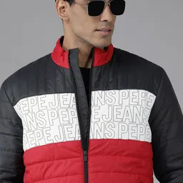 Pepe Jeans Men Red & Blue Colourblocked Casual Padded Jacket-image-88